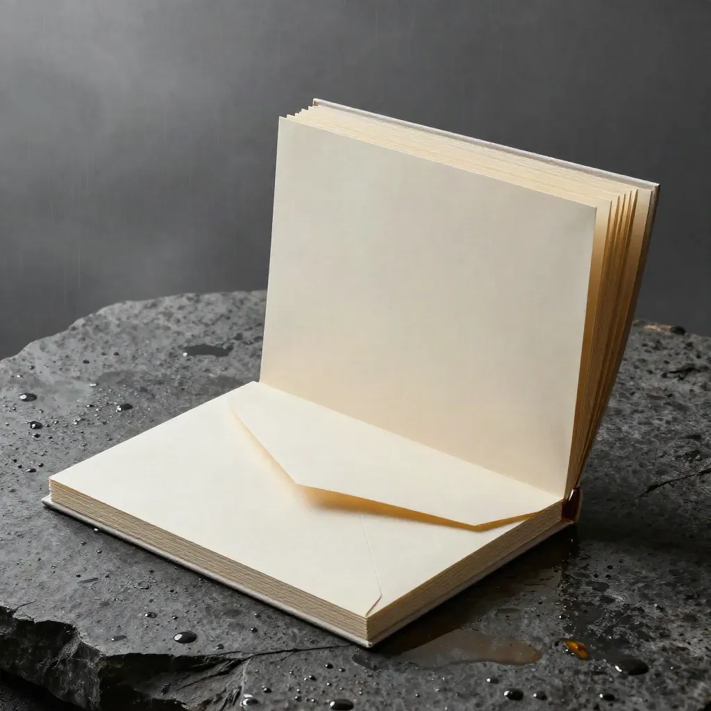 Cream PPC audit folio and dividers on wet basalt in dramatic studio light