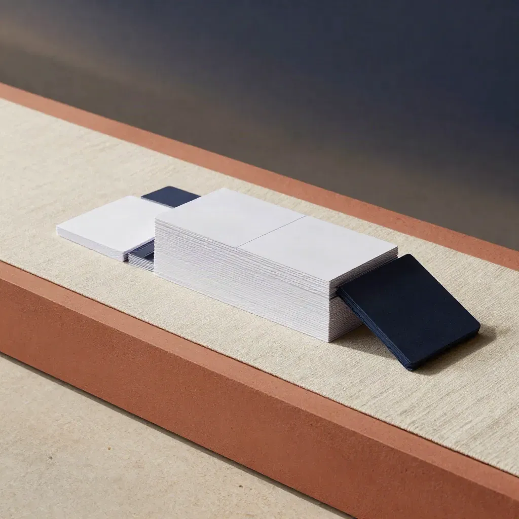 Startup scale kit on linen runner with stepped inserts and navy accent, low diagonal product lifestyle shot